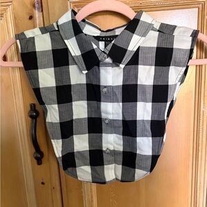 Tribal Sleeveless Buffalo-Check Button - Front Dicky / Layering Collar - NWT